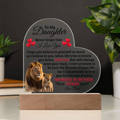 To My Daughter Old Lion – Acrylic Heart Plaque